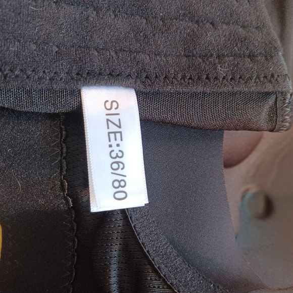 Bustier Padded Pushup Black 7 Hook & Eye Back Closure Bralette Size 34C US - Picture 11 of 11